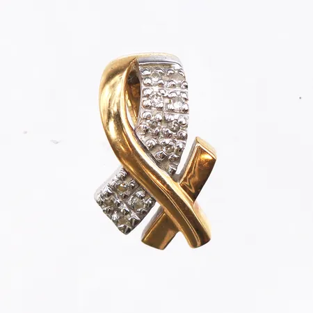 Hänge med små diamanter, 10x0,005ct, längd 15,8mm, bredd 10mm, 18K. Vikt: 2,3 g