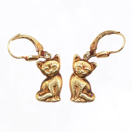 Örhängen katt, längd 15-30mm, bredd 5-8,4mm, 14K. Vikt: 1,7 g