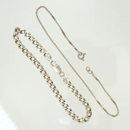 2 Armband Pansar Venezia, längd 22 & 24cm, defekta lås, silver 925/1000-delar 13,1g