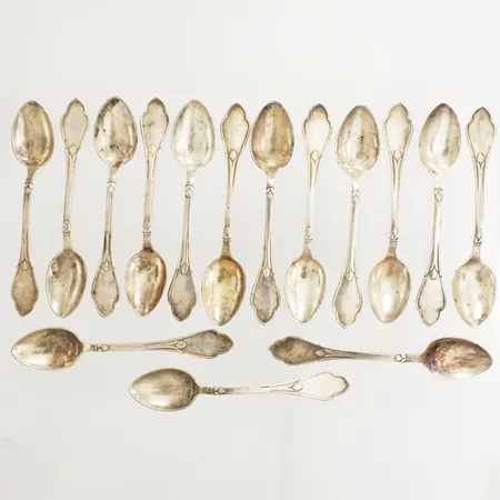 15 kaffeskedar 12cm graverade silver Vikt: 126,6 g