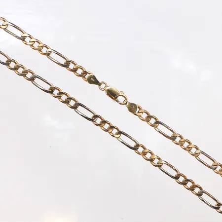 Collier tvåfärgad Figarolänk, läng 50cm, bredd 5,5mm, 18K. Vikt: 30,3 g