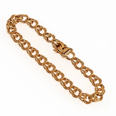 Armband Bismarck i 18K guld. Längd 19 cm. Bredd 7 mm. Nött. Vikt 16,2g Vikt: 16,2 g