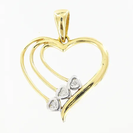 Hänge Guldfynd 20x16mm, hjärta, diamanter 3 x ca 0,01ct, 18K Vikt: 1,2 g