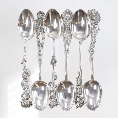 6st Mockaskedar Svenska Floran längd 10cm silver 830/1000 Vikt: 53,5 g