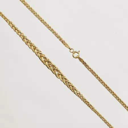 Collier doserad längd 42,5cm, bredd 2,3-5mm skeva länkdelar 18K  Vikt: 4,2 g
