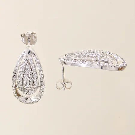 Örhängen med vita stenar 25x11mm, saknar stenar, skeva stift silver 925/1000 Vikt: 5,5 g