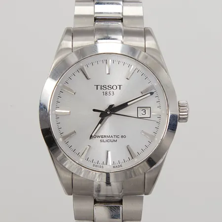 Herrur Tissot Gentleman Powermatic 80 Silicium, stål, automatisk, datum, Ø40mm, ref nr: 127407A, serienr: NYE H1U L3B, stållänk med viklås, total längd ca 18cm, repor, inga tillbehör