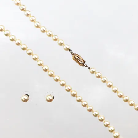 Collier Majorica, örhängen Majorica, imitationspärlor, Ø6mm, detaljer/lås i silver, euti, 925/1000 silver. Vikt: 0 g