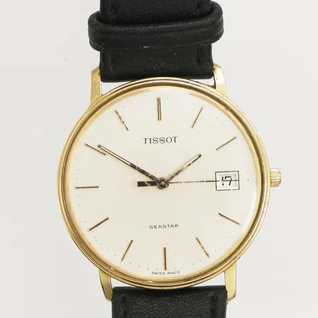 Armbandsur Tissot Seastar 18K Ø34mm datum, quartz repigt plexiglas gravyr, läderband 