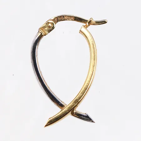 Udda örhänge, längd 21,3mm, bredd 3-5,9mm, vitguld och rödguld, 18K. Vikt: 1 g