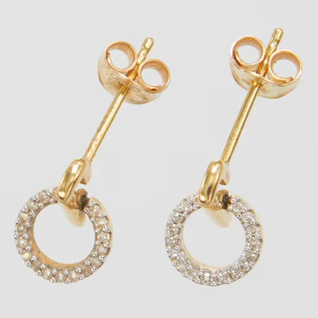 Örhängen, åttkantslipade diamanter 34xca0,0025ct, 11x7mm, stift, 18K Vikt: 1,7g Vikt: 1,7 g