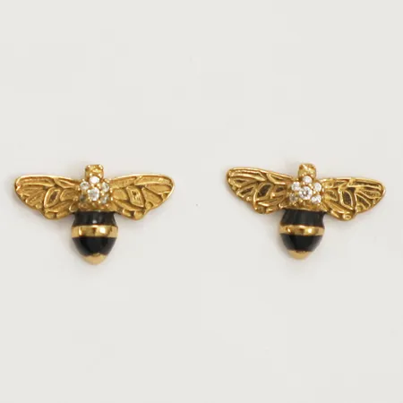 Ett par örhängen Bin med vita stenar samt emalj Thomas Sabo, längd 6,6mm bredd 11mm förgyllt silver 925/1000  Vikt: 1 g