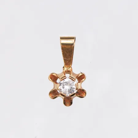 Hänge med vit sten, Ø6mm, längd 10,9mm, 18K. Vikt: 0,4 g