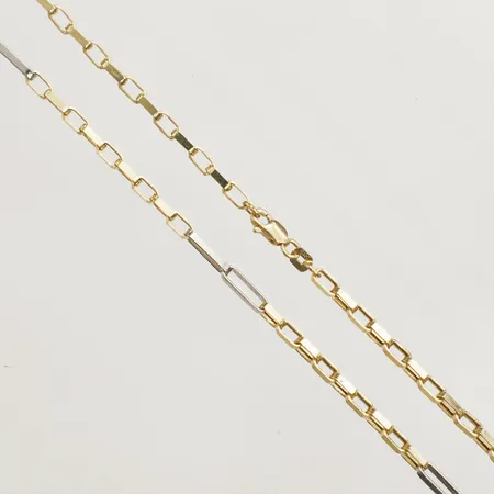 Kedja längd 60cm, bredd 1,4-3mm, tvåfärgad 14K Vikt: 8,4 g