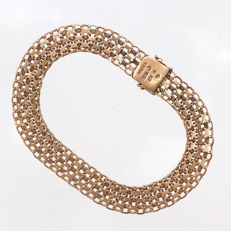 Armband X-länk, längd 20cm, bredd 9,9mm, bruksslitage i låset, 18K. Vikt: 13,8 g