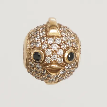 Hänge/Bead Fisk med vita samt svarta stenar Thomas Sabo, Ø9-12mm silver 925/1000 Vikt: 2,5 g