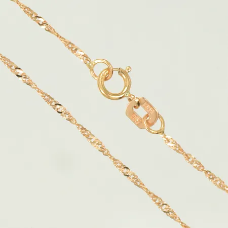 Halskedja Singapore längd 42cm bredd 1mm, 18K 1,2g Vikt: 1,2 g