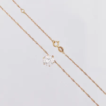 Collier Singapore hänge vit sten GHA längd 42,5/45,5cm, bredd 1mm, knut, 18K Vikt: 2,1 g