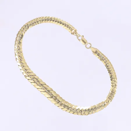 Armband doserad pansarlänk längd 20cm bredd 5-7mm något bucklig 18K Vikt: 6,1 g