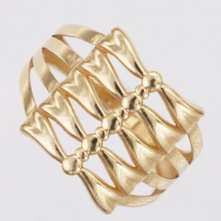 Ring genombrutet mönster stl:18¾, bredd 2,7-15,8mm, 14K Vikt: 2,6 g
