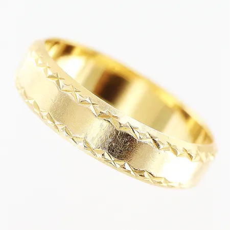 Slät ring stl:18½ bredd 5mm, 18K Vikt: 4,5 g