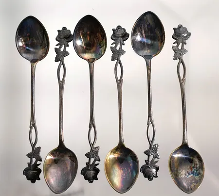 6st kaffeskedar i silver Finland längd:11.5cm Vikt: 58,6 g