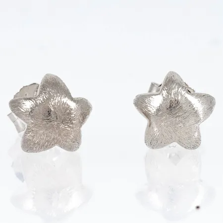 Matterade knubbiga örhängen stjärnor i silver. Ø 7,7 mm. Vikt 3,3g 925/1000.