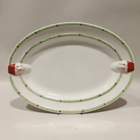 Serveringsfat "God Jul" Gustavsberg, längd 42cm, bredd 30cm, handmålad porslin slitage Vikt: 0 g Skickas med postpaket.
