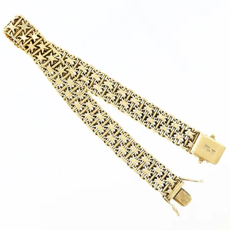 Armband X-länk med stav längd 20,5cm bredd 10mm smärre slitage vid lås 18K  Vikt: 28,2 g