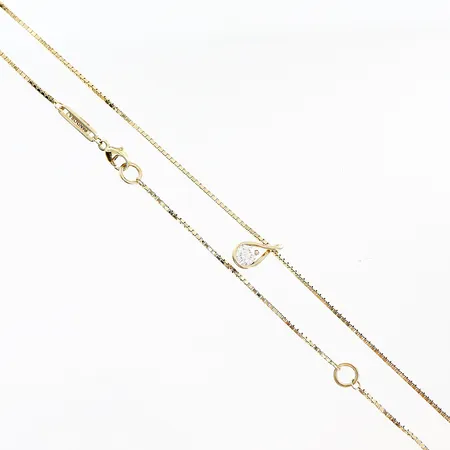 Collier Pandora kedja Venezia integrerat hänge syntetisk diamant ca 0,25ct längd 39/45cm bredd 1mm 14K.  Vikt: 3,6 g