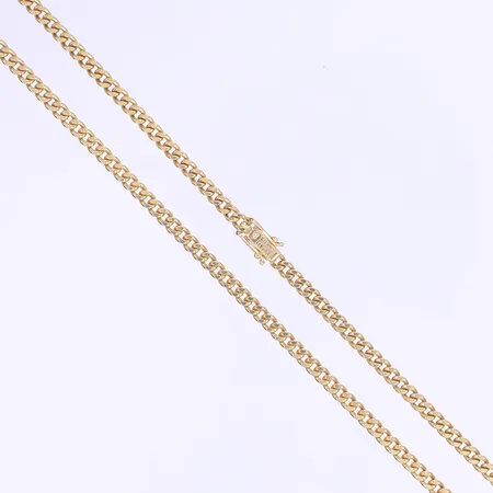 Halskedja pansarlänk längd 45 cm bredd 3,5mm kistlås svenska stämplar 18K Vikt: 24,8 g