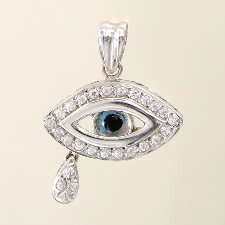 Hänge med vita stenar 35x24mm 18K  Vikt: 5,7 g