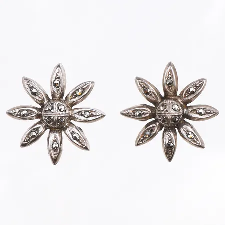 Örhängen med stenar, Ø18,6mm, 835/1000 silver. Vikt: 5,2 g