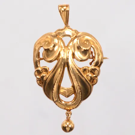 Hänge/brosch längd 4,8cm, bredd 26,2mm, Bermar Handelsaktiebolaget Gunnar, år 1954, 18K Vikt: 3,3 g
