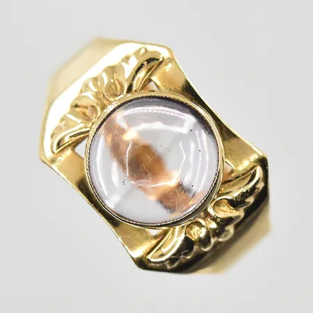 Ring med vit sten stl:16½, bredd 4-10mm, 18K. Vikt: 2,8 g