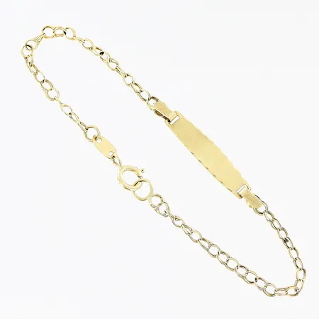 Barnarmband Bismarck platta längd 14,3cm bredd 2-4,5mm skevheter 18K  Vikt: 1,4 g