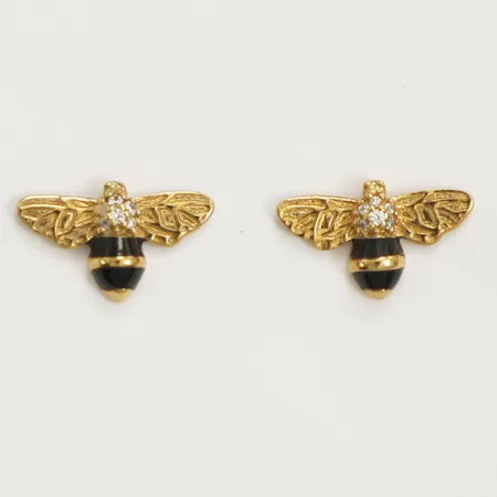 Ett par örhängen Bin med vita stenar samt emalj Thomas Sabo, längd 6,6mm bredd 11mm förgyllt silver 925/1000 Vikt: 1 g