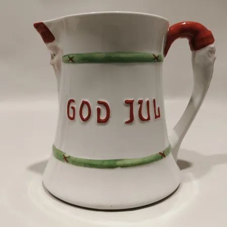 Kanna "God Jul" Gustavsberg, höjd 15cm handmålad porslin 