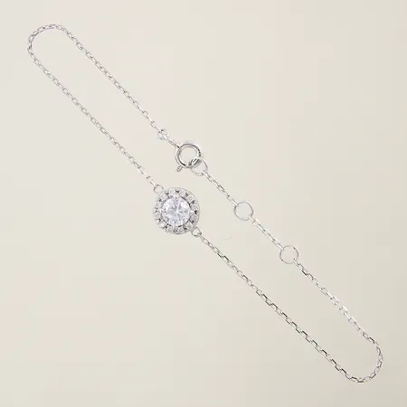 Armband Ankar samt en integrerad berlock med vita stenar GHA ställbar längd 16/17/18cm bredd 1-8mm silver 925/1000 Vikt: 1,5 g