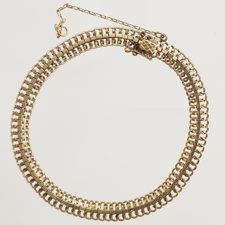 Armband 18,5cm bredd 6mm säkerhetskedja av buckliga länkdelar 18K Vikt: 8,2 g