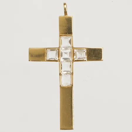 Hänge kors med vita stenar 41x25mm 18K Vikt: 3,9 g