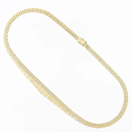 Collier doserad Korridorlänk längd 40cm bredd 5-10mm 14K.  Vikt: 25,6 g