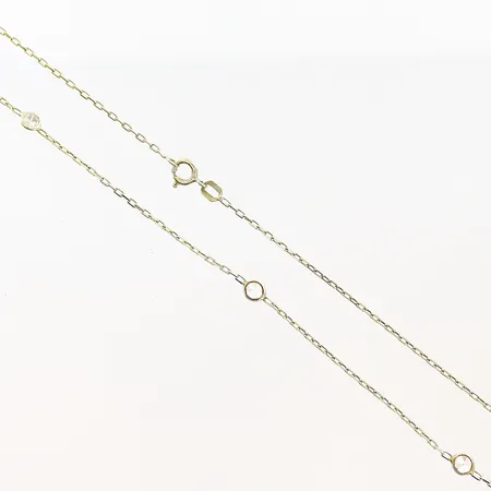 Collier Ankar längd 45,5cm med vita stenar, bredd 1-3,5mm, 14K Vikt: 2,4 g