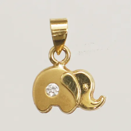 Hänge elefant med vit sten 12x9mm 18K Vikt: 0,4 g