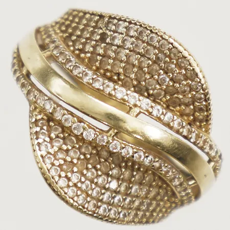 Ring med vita stenar stl:17¼, bredd 2,8-16,5mm 14K  Vikt: 3,8 g