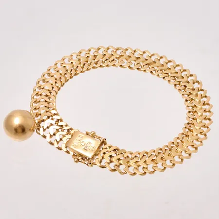 Armband Fiskben med 1 berlock, längd 19cm, bredd 10,2mm, 18K, 23,8g.  
