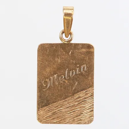 Hänge namnbricka 32x11mm, gravyr, repor, 18K Vikt: 3,1 g