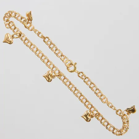 Armband Bismarck med hjärtberlocker, längd: 18cm, bredd: 3-10mm, 18K Vikt: 4,3 g