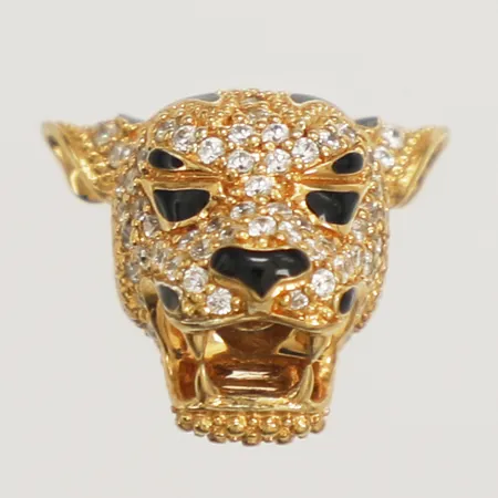 Hänge/Bead Tiger med vita stenar samt emalj Thomas Sabo, Ø11-15mm, silver 925/1000  Vikt: 5 g