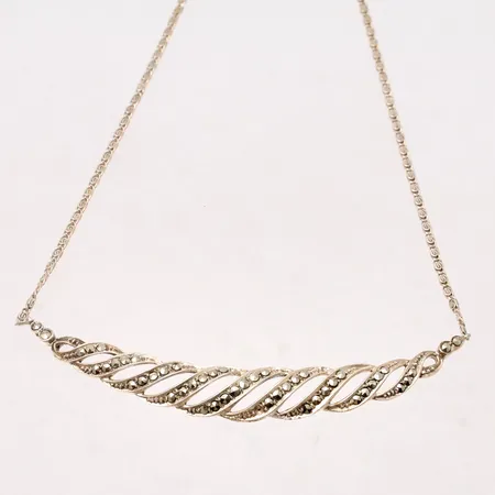 Collier med Markasiter, 1st saknas, ca 41cm, bredd ca 9mm, 830/1000, 7,65g.